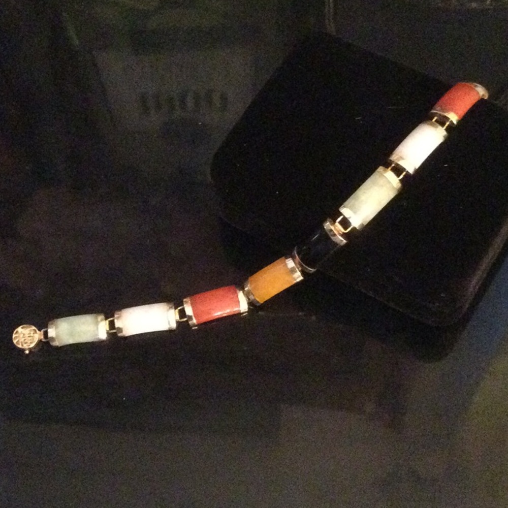 Genuine 10K Gold Colors Of Jade Bracelet - Picture 6 of 9